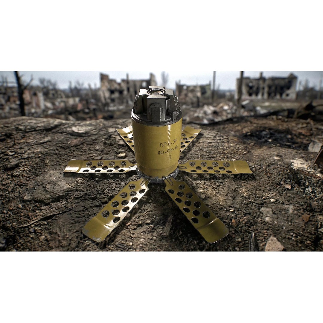 POM-2 Anti-Personnel Fragmentation Mine 3D Model – Low Poly Game Asset, FBX - View 2