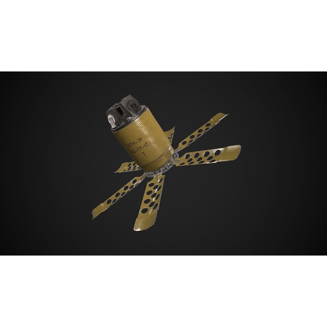 POM-2 Anti-Personnel Fragmentation Mine 3D Model – Low Poly Game Asset, FBX - View 3
