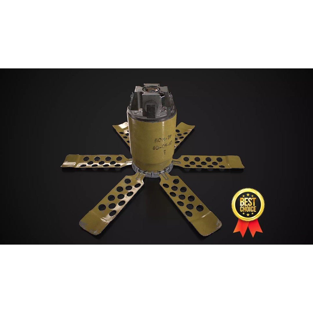 POM-2 Anti-Personnel Fragmentation Mine 3D Model – Low Poly Game Asset, FBX - View 5