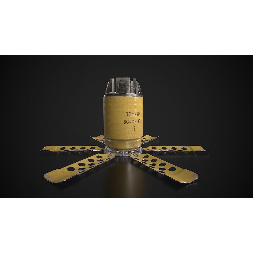 POM-2 Anti-Personnel Fragmentation Mine 3D Model – Low Poly Game Asset, FBX - View 6
