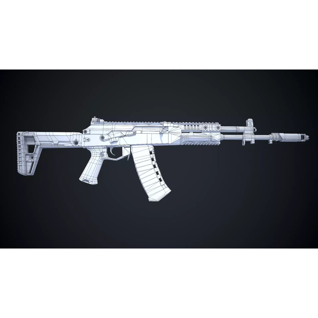 AK-12 3D Model – Low Poly Game-Ready Assault Rifle, FBX