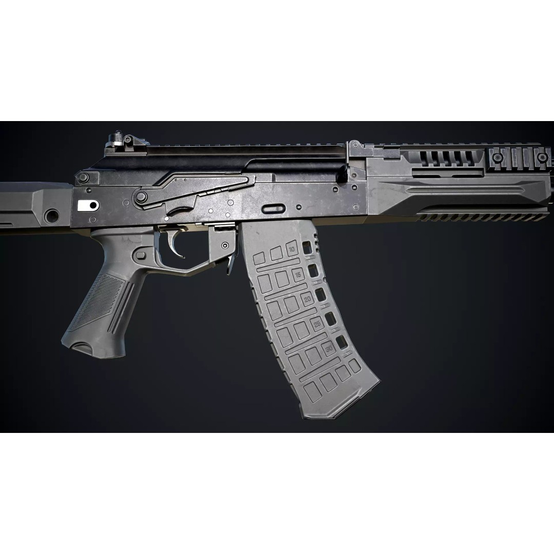 AK-12 3D Model – Low Poly Game-Ready Assault Rifle, FBX - View 9