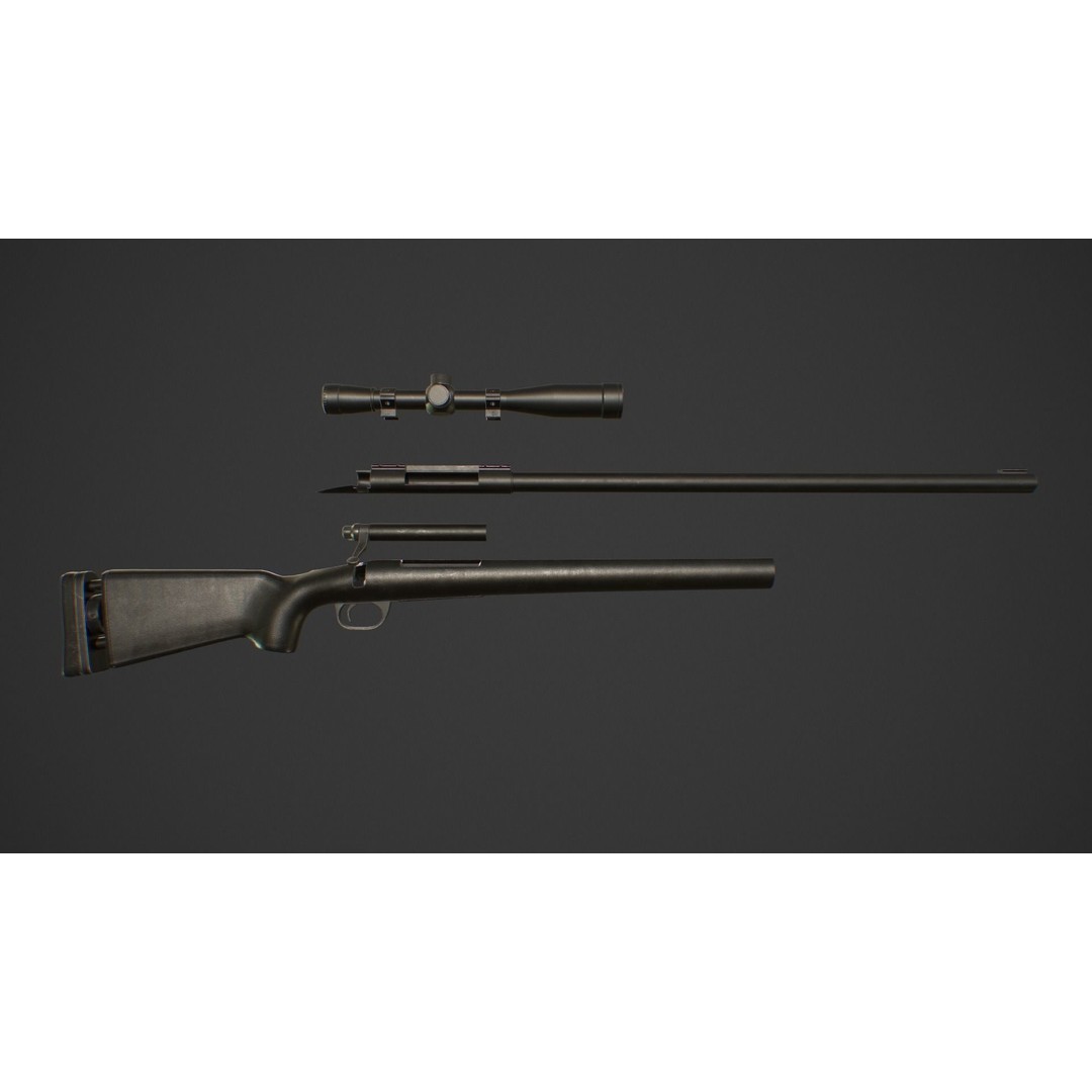 M24 Sniper Rifle 3D Model – Low Poly Game Asset, FBX & Blender - View 12