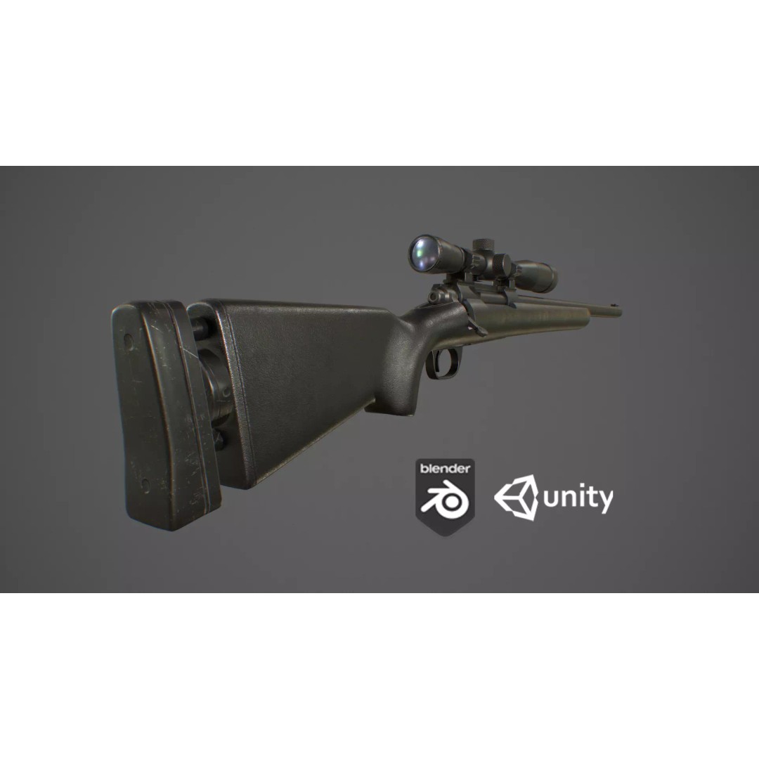 M24 Sniper Rifle 3D Model – Low Poly Game Asset, FBX & Blender - View 2