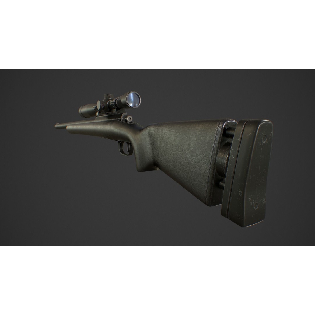 M24 Sniper Rifle 3D Model – Low Poly Game Asset, FBX & Blender - View 3