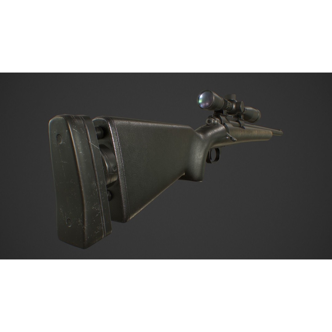 M24 Sniper Rifle 3D Model – Low Poly Game Asset, FBX & Blender - View 4