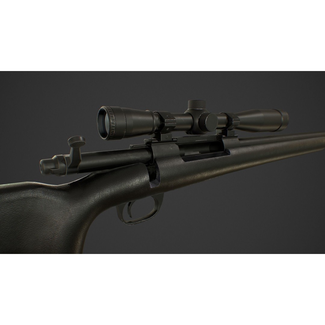M24 Sniper Rifle 3D Model – Low Poly Game Asset, FBX & Blender - View 5