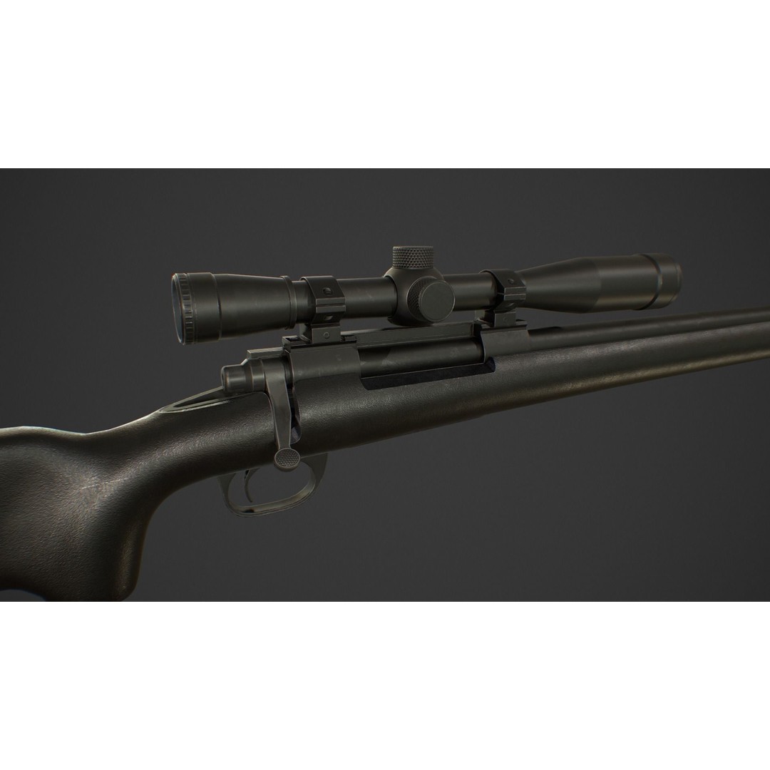 M24 Sniper Rifle 3D Model – Low Poly Game Asset, FBX & Blender - View 6