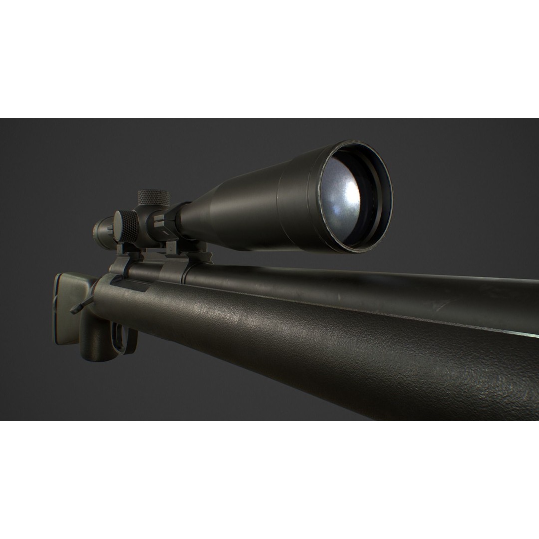 M24 Sniper Rifle 3D Model – Low Poly Game Asset, FBX & Blender - View 8