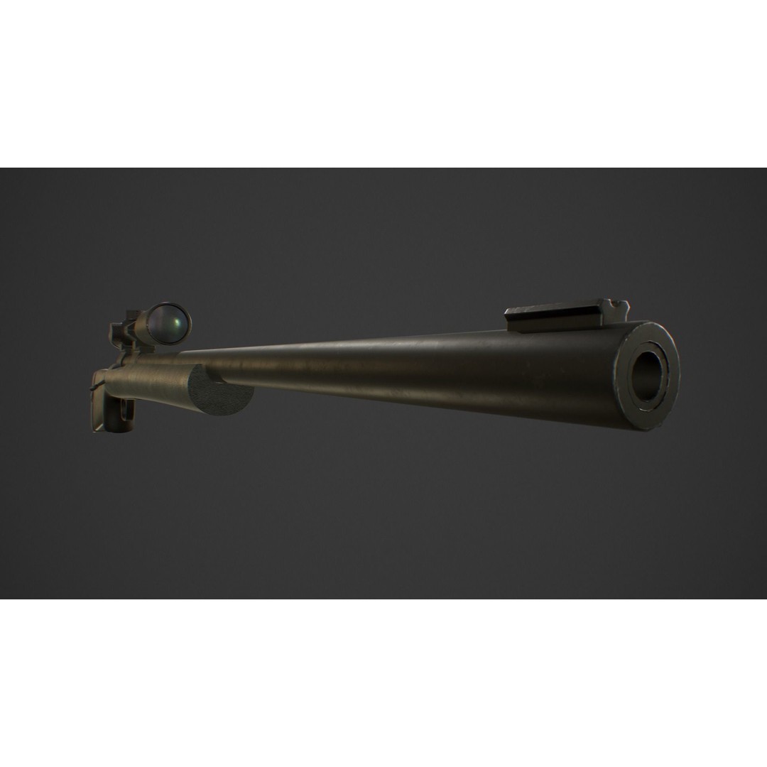 M24 Sniper Rifle 3D Model – Low Poly Game Asset, FBX & Blender - View 9