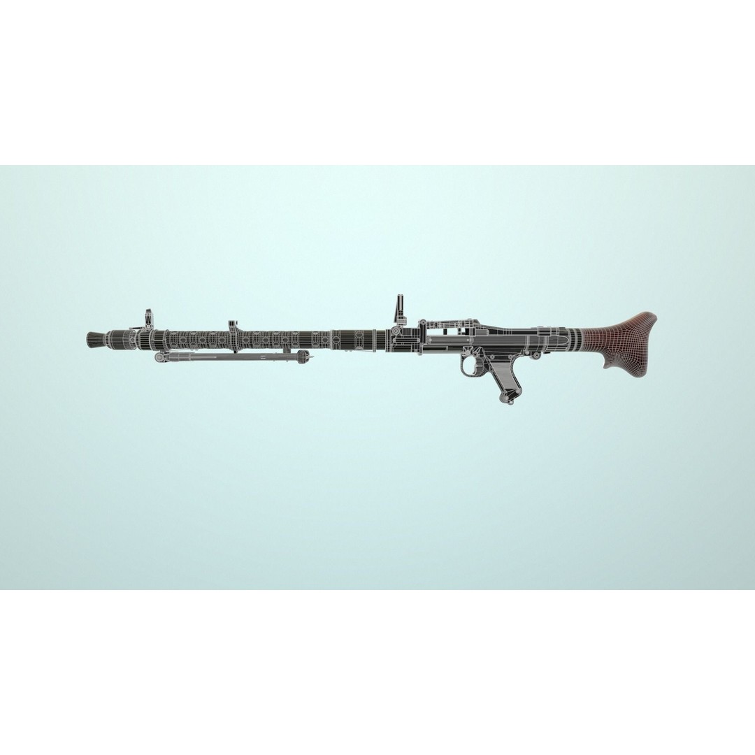 MG34 Weapon 3D Model – Game Ready, High Quality, FBX and OBJ Formats