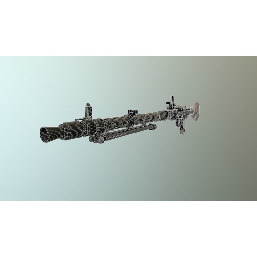 MG34 Weapon 3D Model – Game Ready, High Quality, FBX and OBJ Formats - View 11