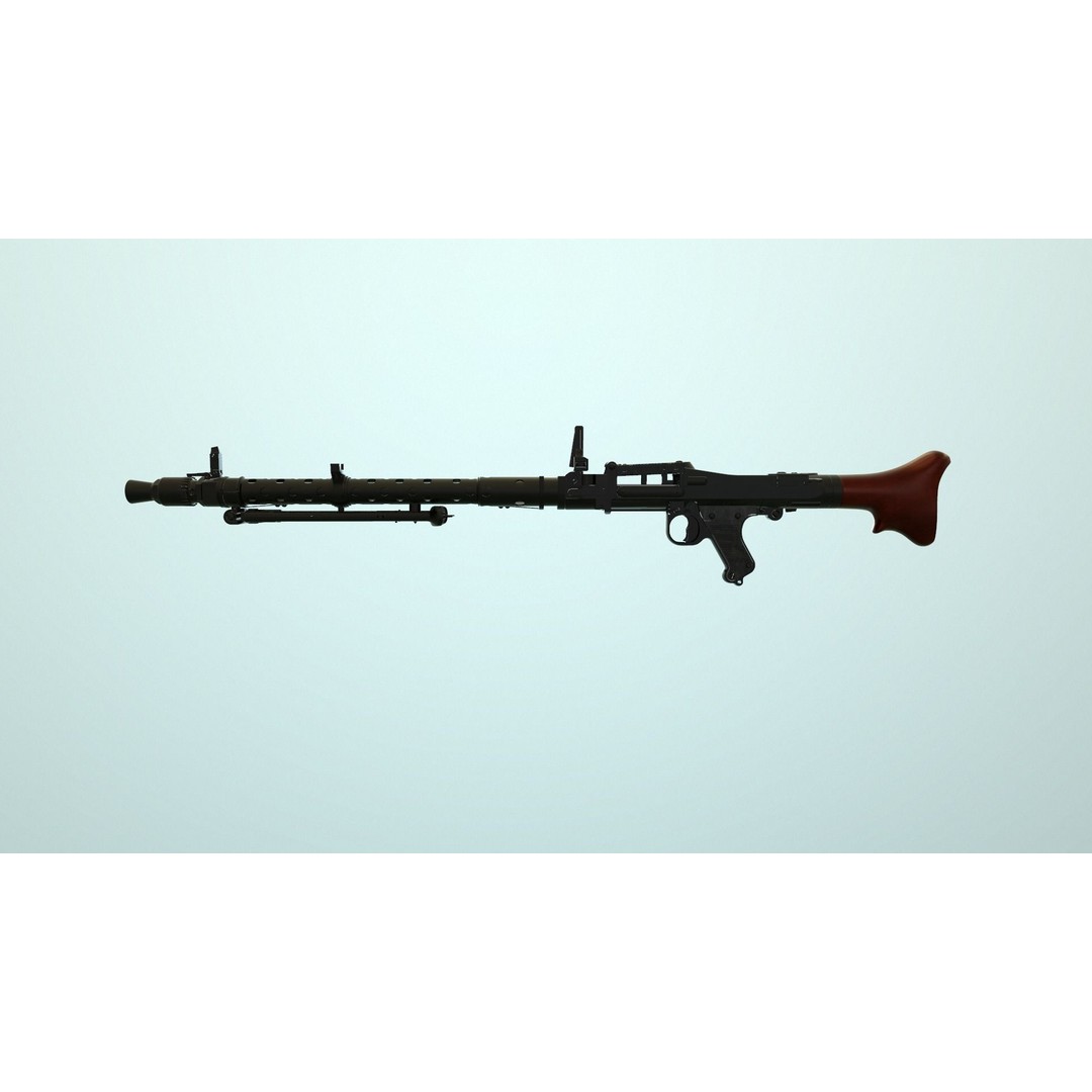 MG34 Weapon 3D Model – Game Ready, High Quality, FBX and OBJ Formats - View 12