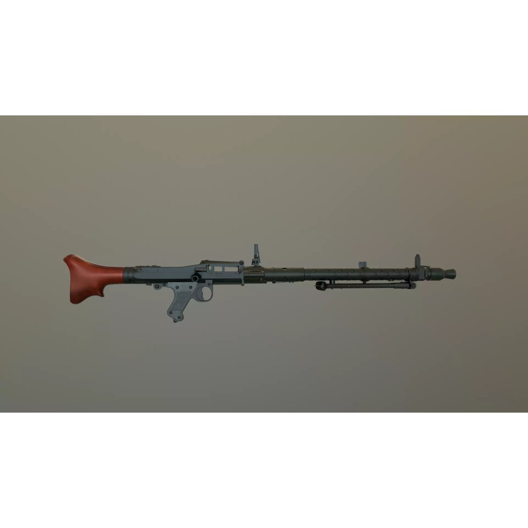 MG34 Weapon 3D Model – Game Ready, High Quality, FBX and OBJ Formats - View 2