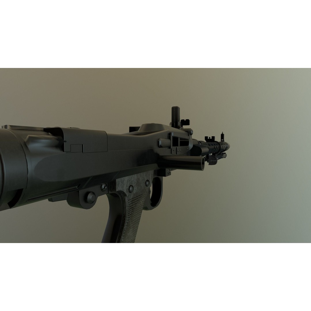 MG34 Weapon 3D Model – Game Ready, High Quality, FBX and OBJ Formats - View 3