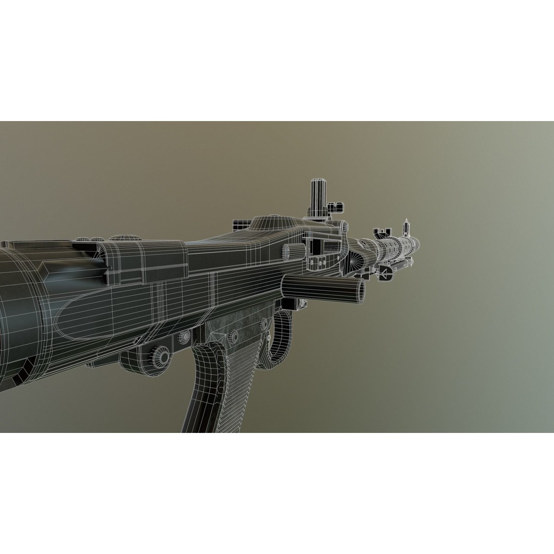 MG34 Weapon 3D Model – Game Ready, High Quality, FBX and OBJ Formats - View 5