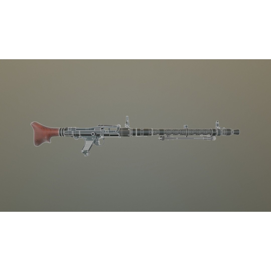 MG34 Weapon 3D Model – Game Ready, High Quality, FBX and OBJ Formats - View 6