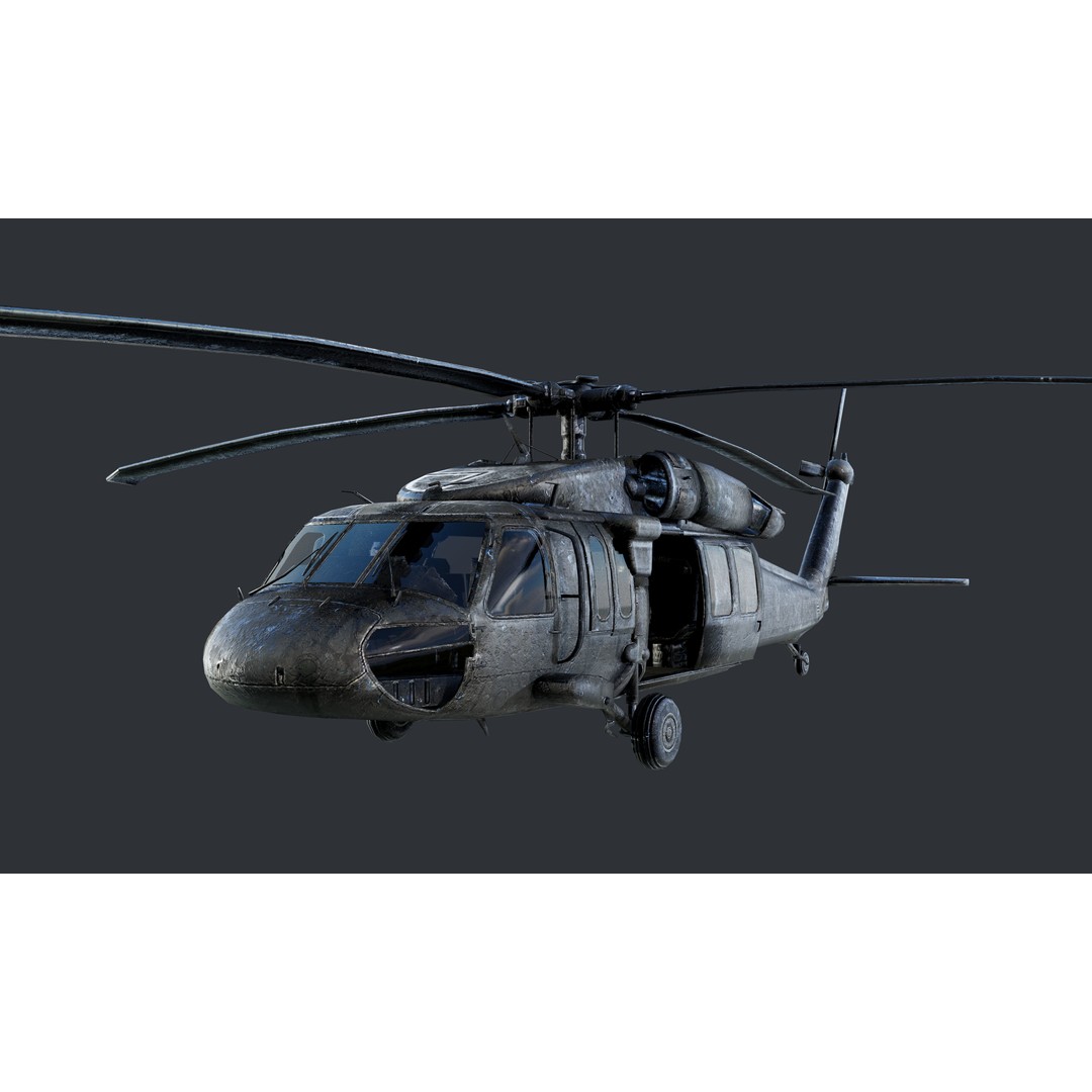 Sikorsky UH60 Black Hawk Helicopter 3D Model – Low Poly Game Ready, FBX