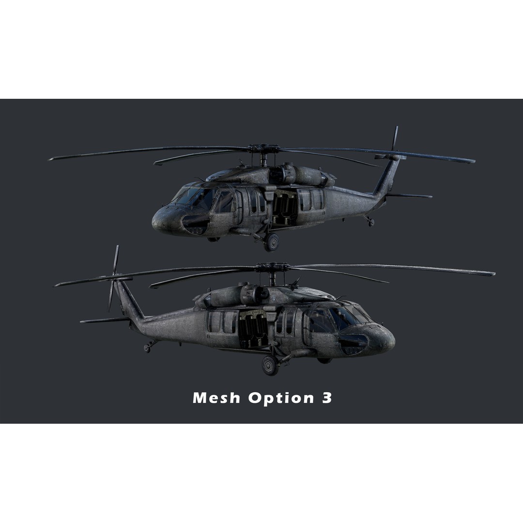 Sikorsky UH60 Black Hawk Helicopter 3D Model – Low Poly Game Ready, FBX - View 10