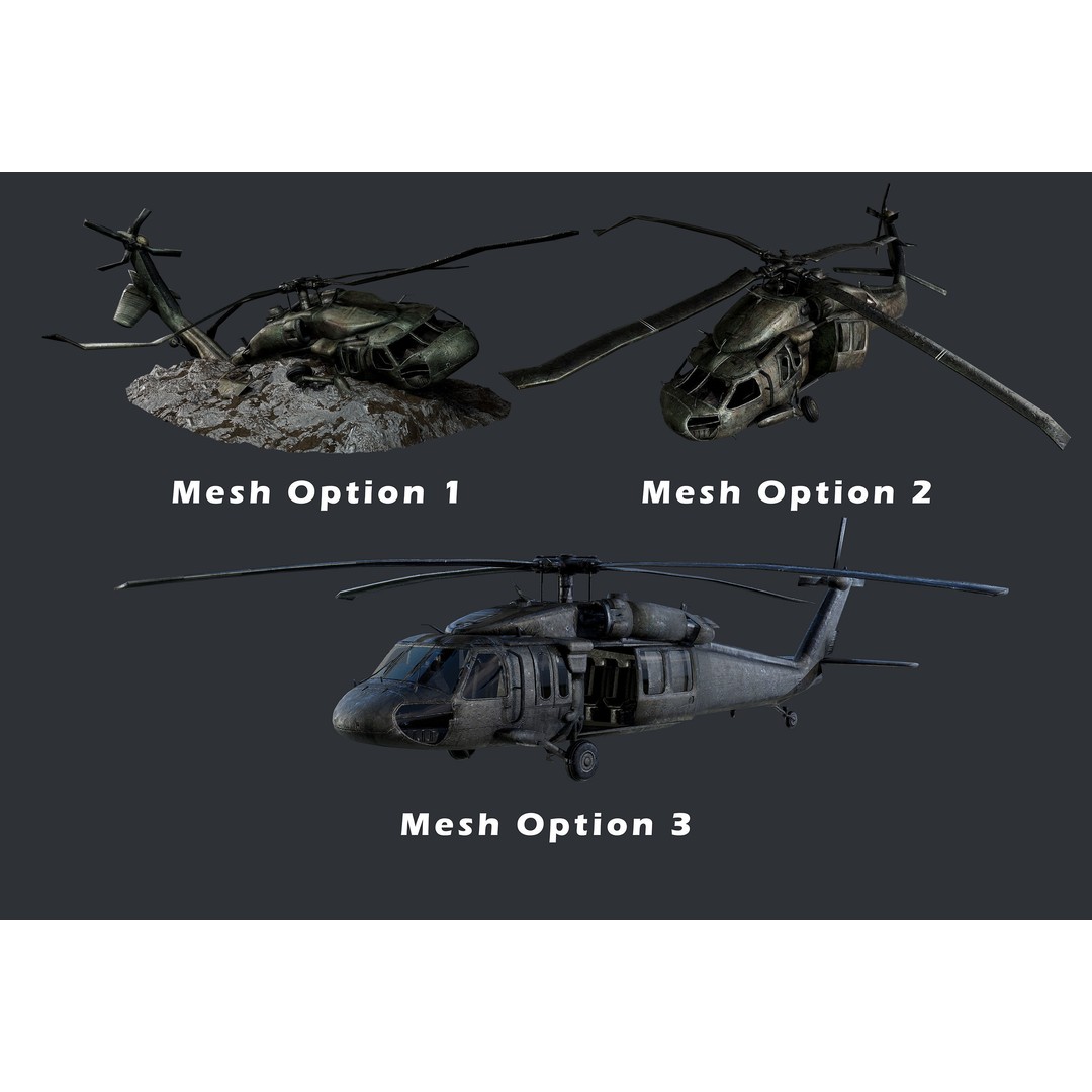 Sikorsky UH60 Black Hawk Helicopter 3D Model – Low Poly Game Ready, FBX - View 3
