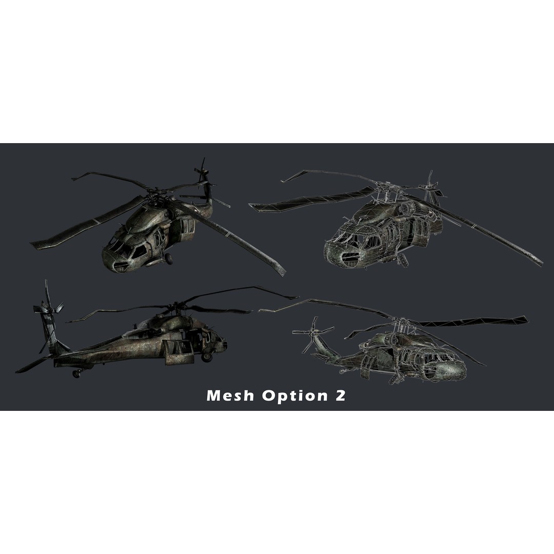 Sikorsky UH60 Black Hawk Helicopter 3D Model – Low Poly Game Ready, FBX - View 5