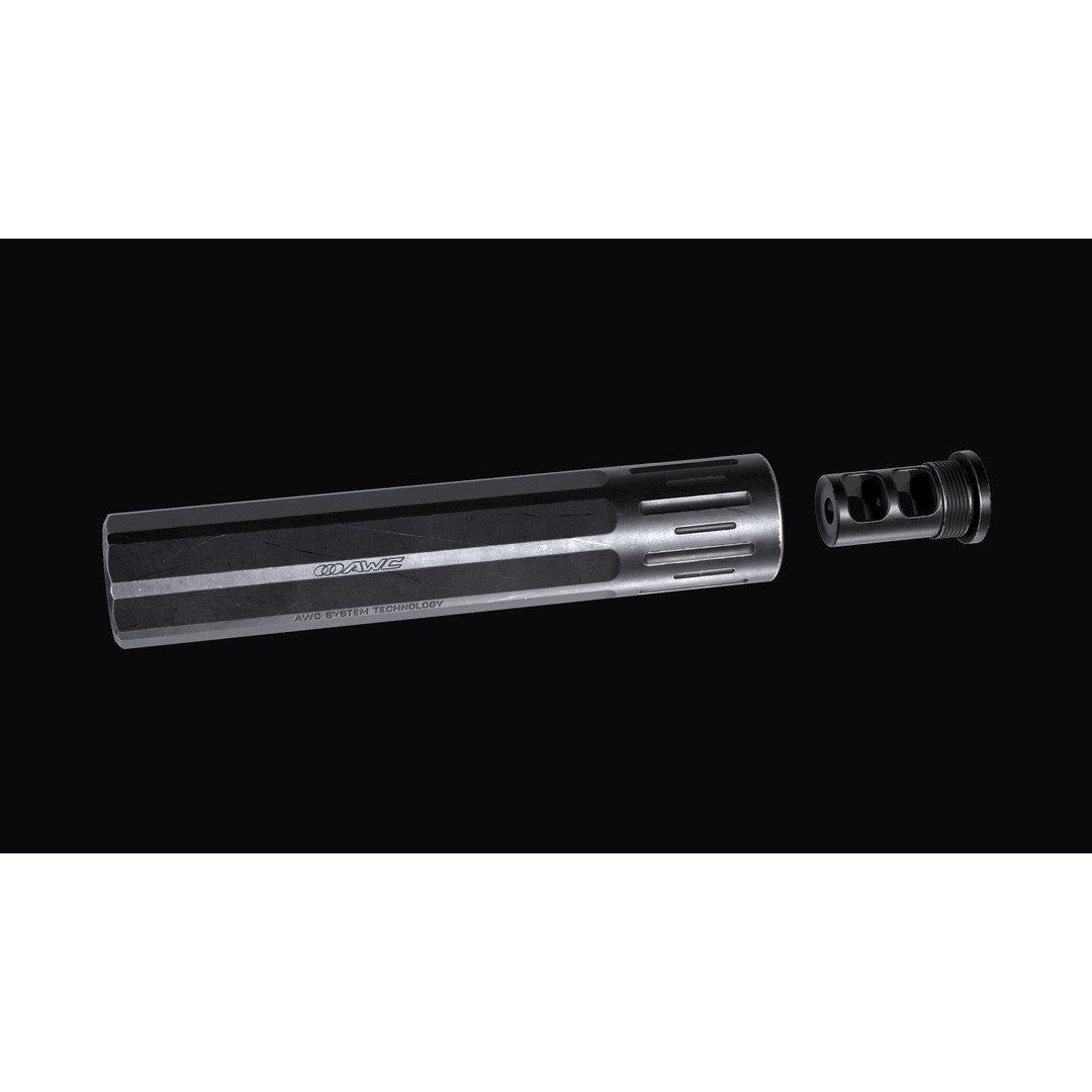 AWC Thor PSR XL Sound Suppressor 3D Model – Low Poly Game Asset, FBX - View 11