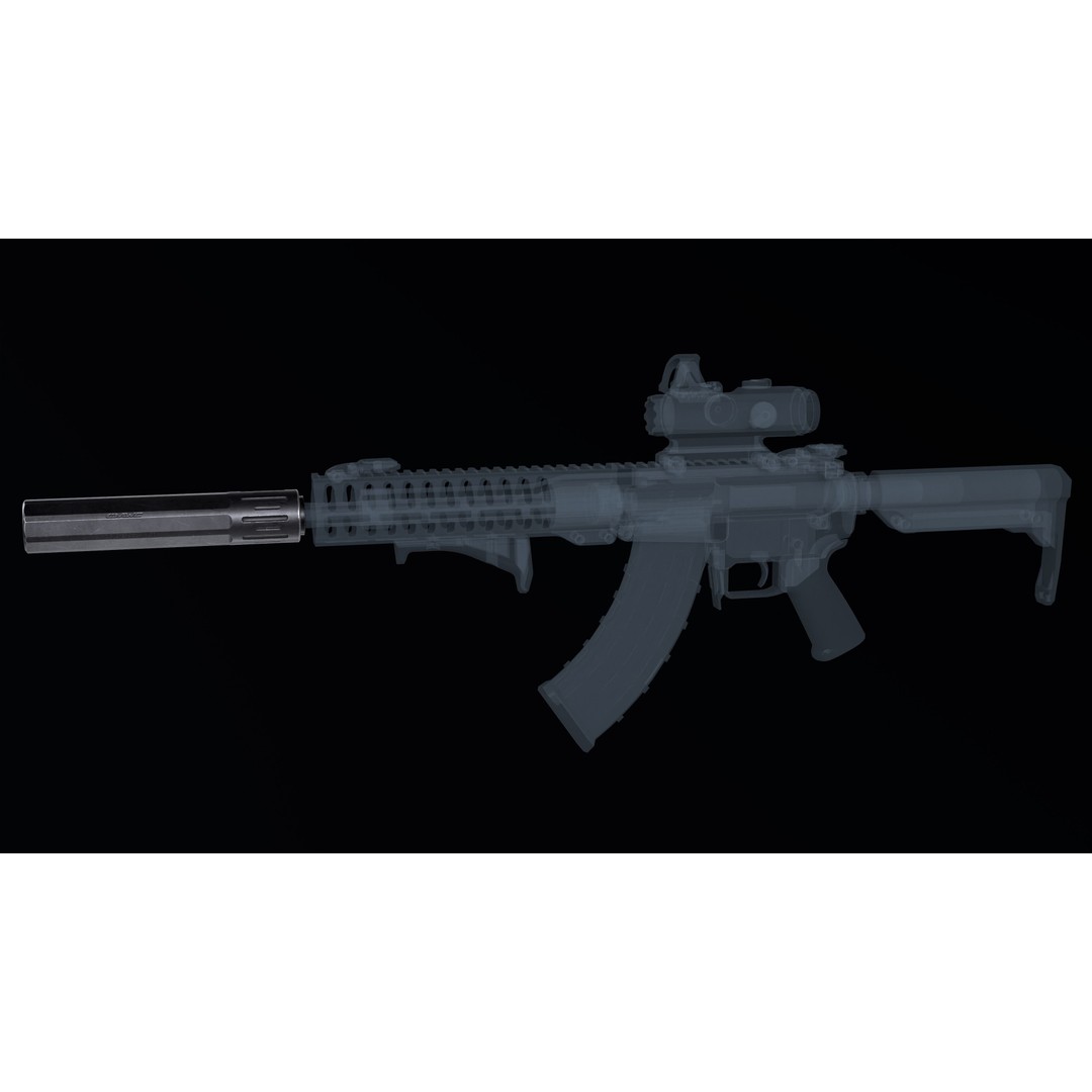 AWC Thor PSR XL Sound Suppressor 3D Model – Low Poly Game Asset, FBX - View 5