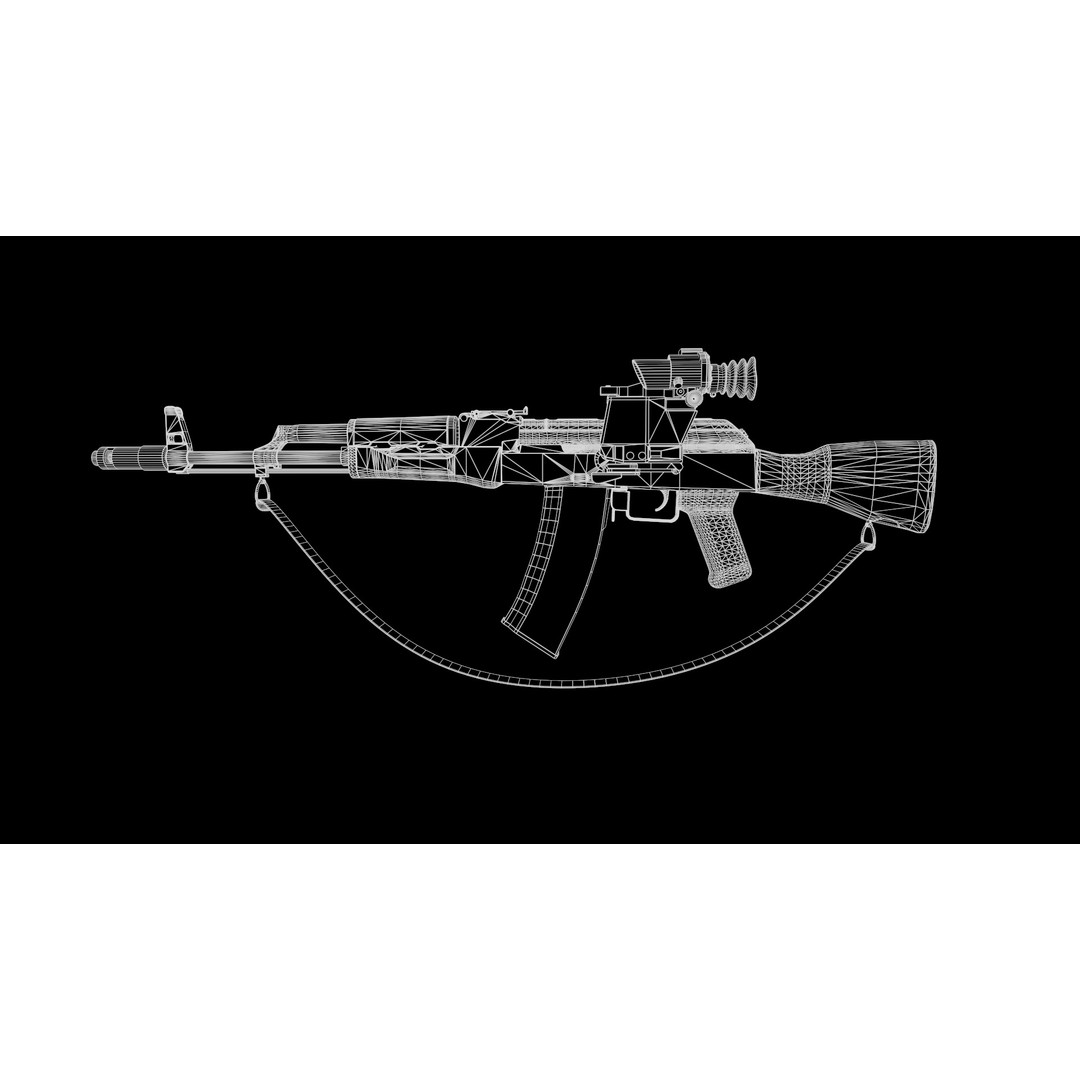 AK74 Assault Rifle 3D Model – Low Poly Game Asset, FBX, Rigged