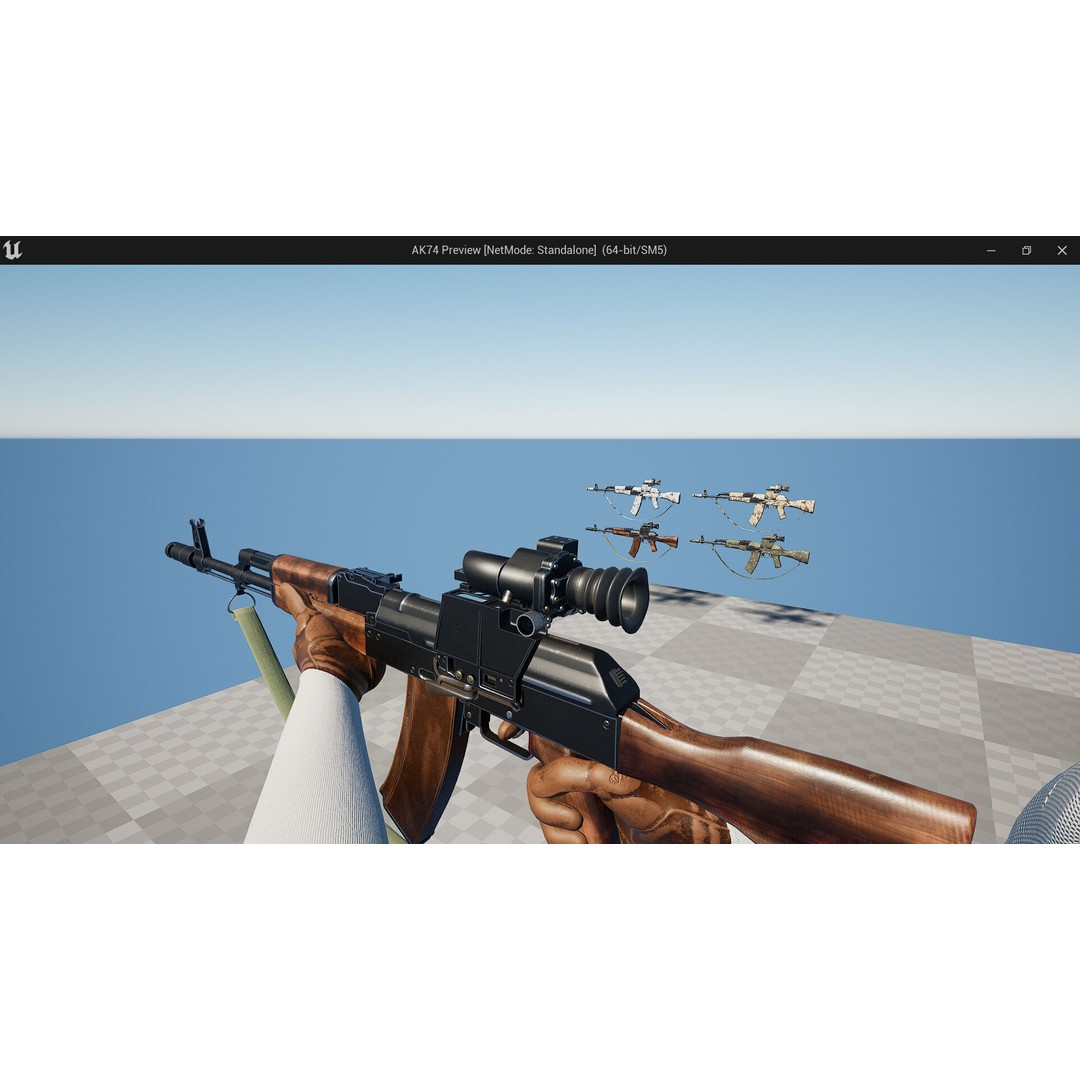 AK74 Assault Rifle 3D Model – Low Poly Game Asset, FBX, Rigged - View 11
