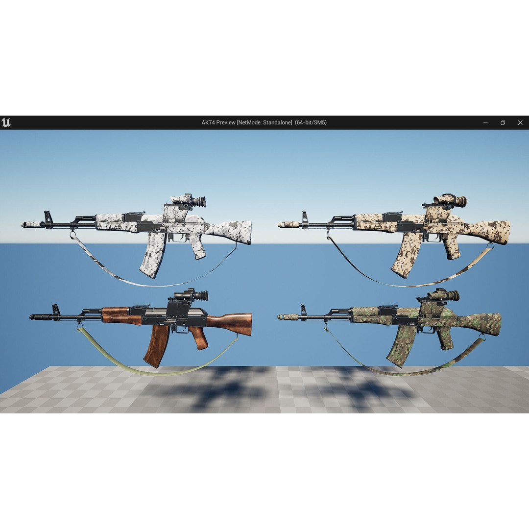 AK74 Assault Rifle 3D Model – Low Poly Game Asset, FBX, Rigged - View 12