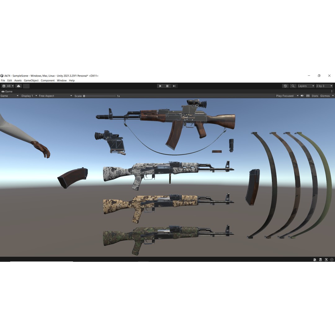 AK74 Assault Rifle 3D Model – Low Poly Game Asset, FBX, Rigged - View 13