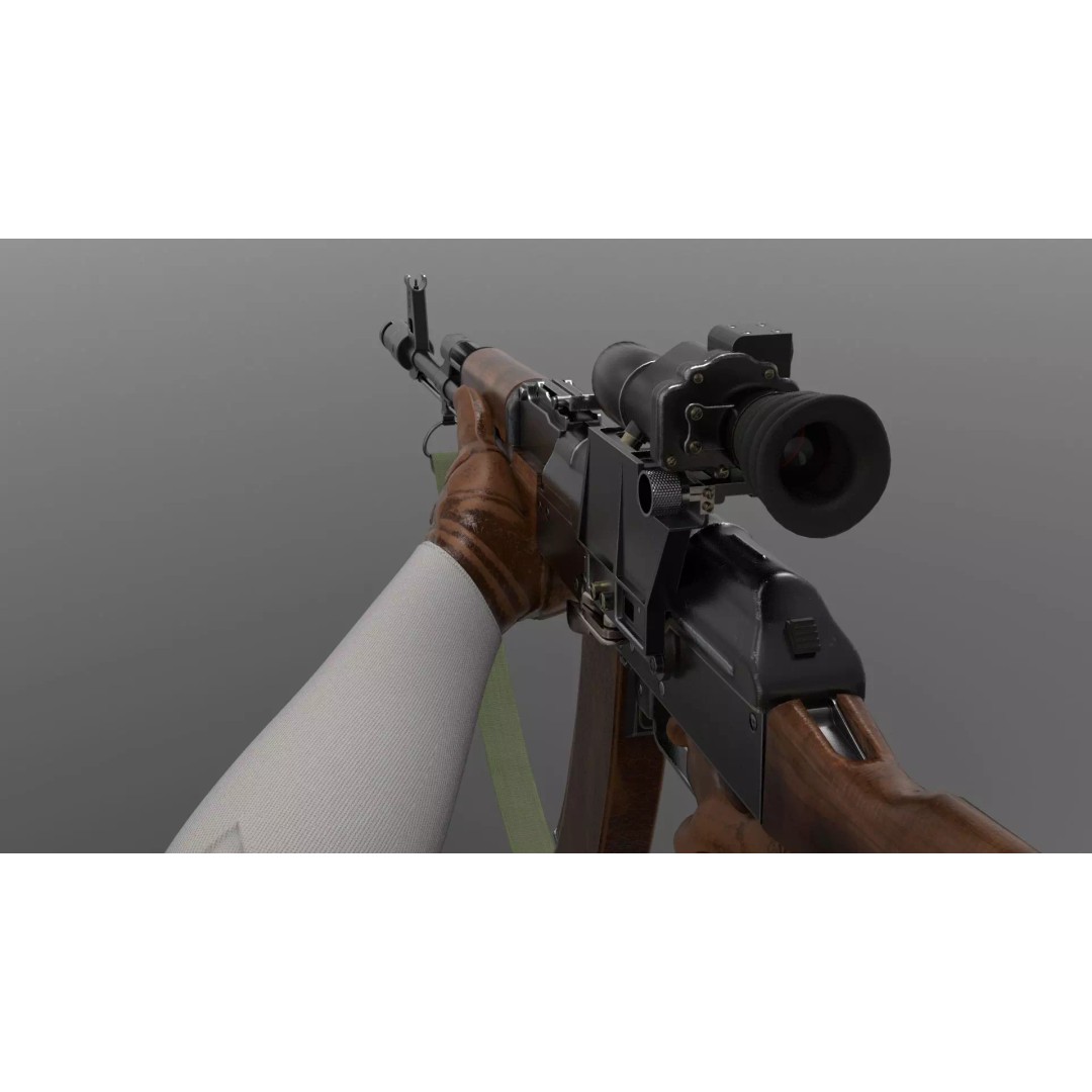 AK74 Assault Rifle 3D Model – Low Poly Game Asset, FBX, Rigged - View 2