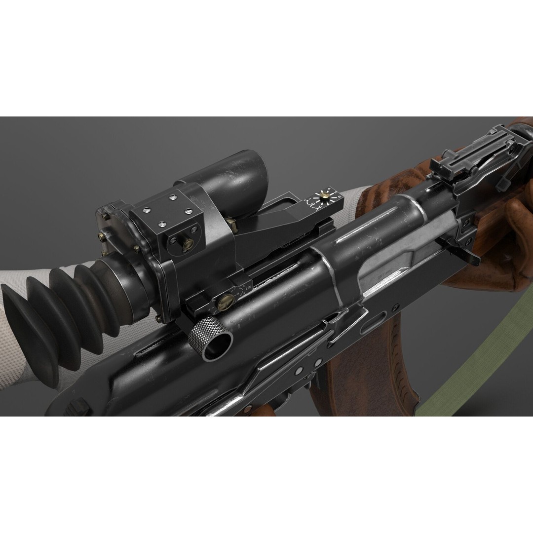 AK74 Assault Rifle 3D Model – Low Poly Game Asset, FBX, Rigged - View 8