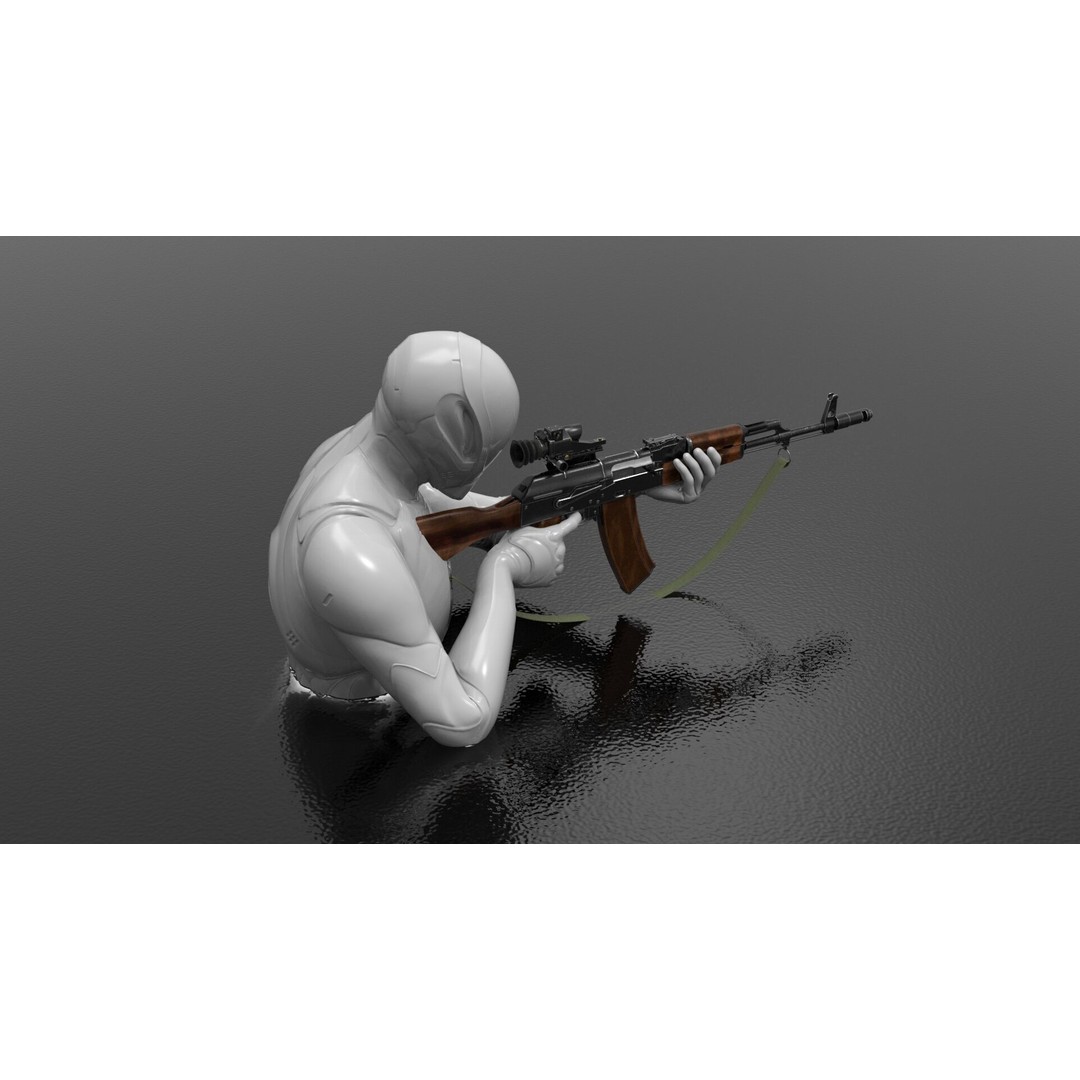 AK74 Assault Rifle 3D Model – Low Poly Game Asset, FBX, Rigged - View 9