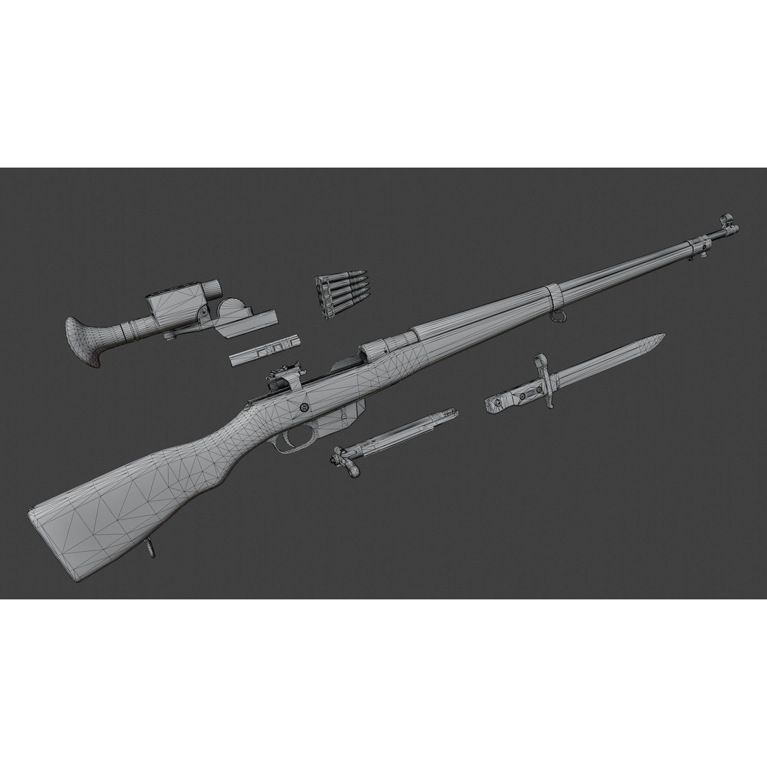 Ross Rifle MK3 3D Model – Low Poly Game Asset, Rigged, FBX