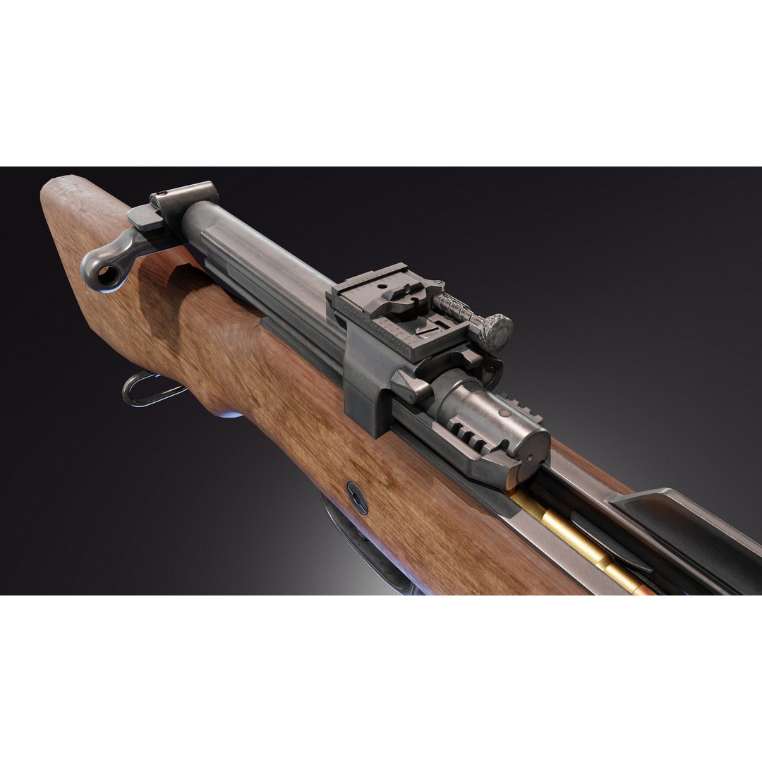 Ross Rifle MK3 3D Model – Low Poly Game Asset, Rigged, FBX - View 11