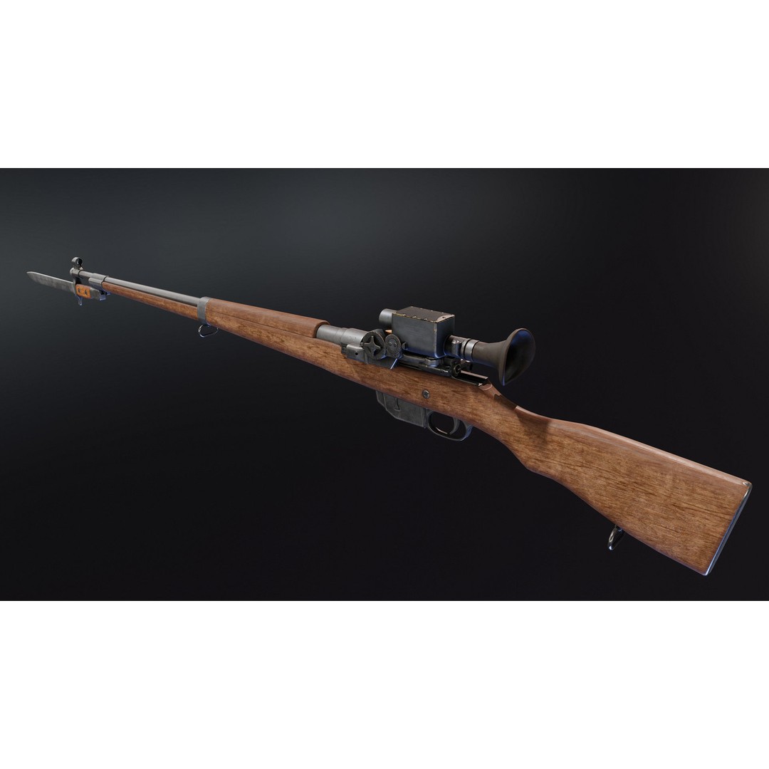 Ross Rifle MK3 3D Model – Low Poly Game Asset, Rigged, FBX - View 3