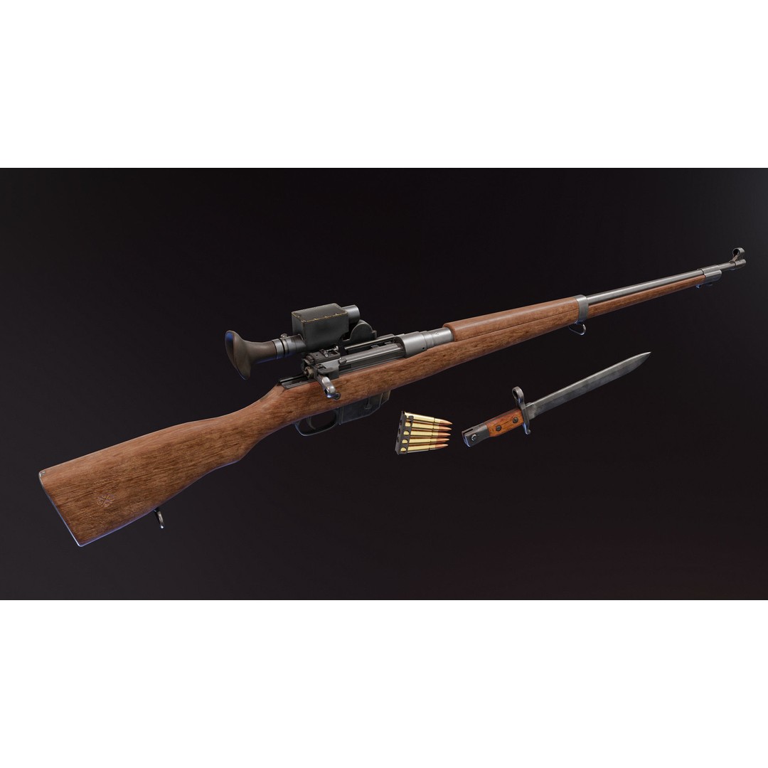 Ross Rifle MK3 3D Model – Low Poly Game Asset, Rigged, FBX - View 4