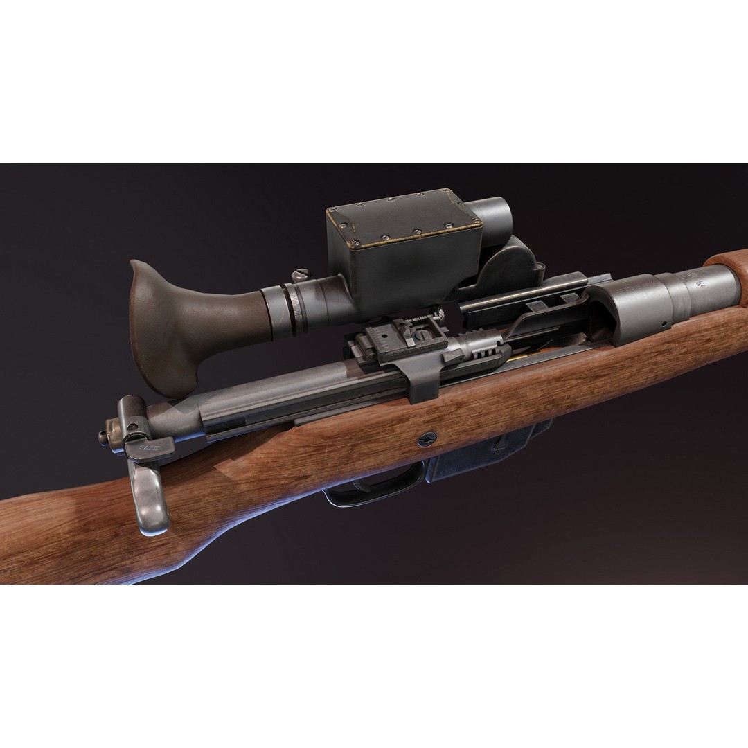 Ross Rifle MK3 3D Model – Low Poly Game Asset, Rigged, FBX - View 5