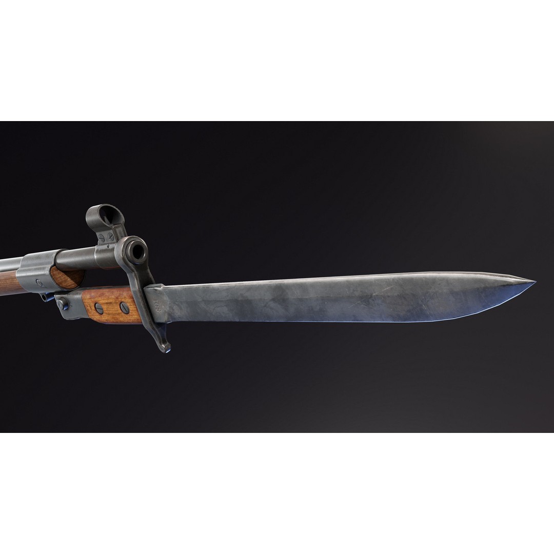 Ross Rifle MK3 3D Model – Low Poly Game Asset, Rigged, FBX - View 8