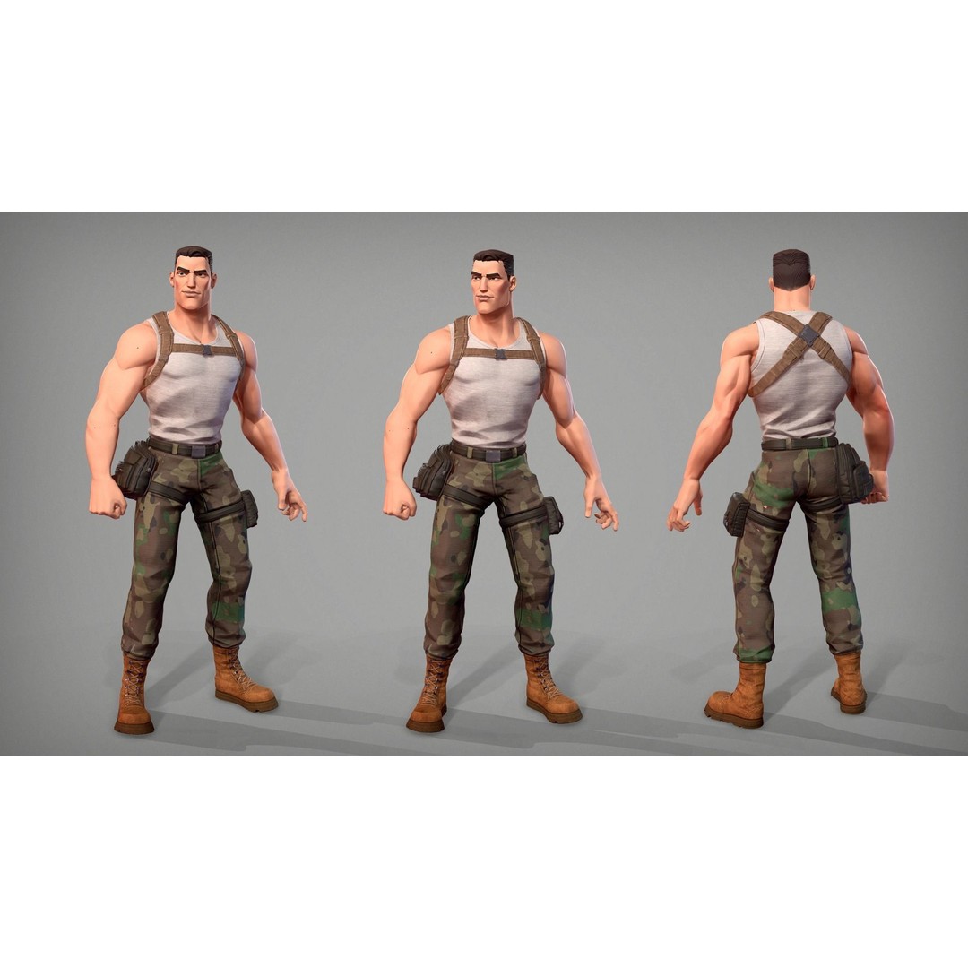 Soldier Stan 3D Model – Cartoon Low Poly Character for Games - View 3