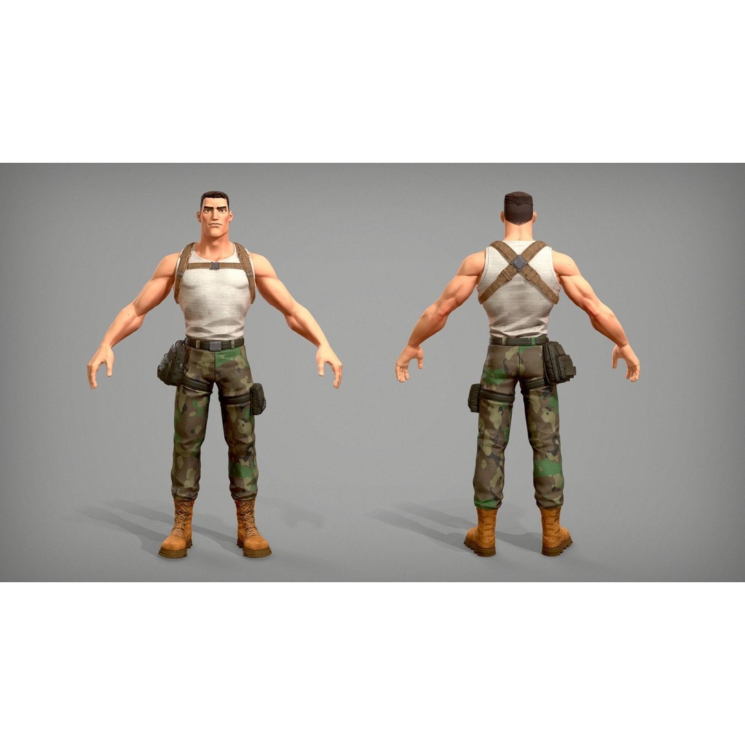 Soldier Stan 3D Model – Cartoon Low Poly Character for Games - View 4