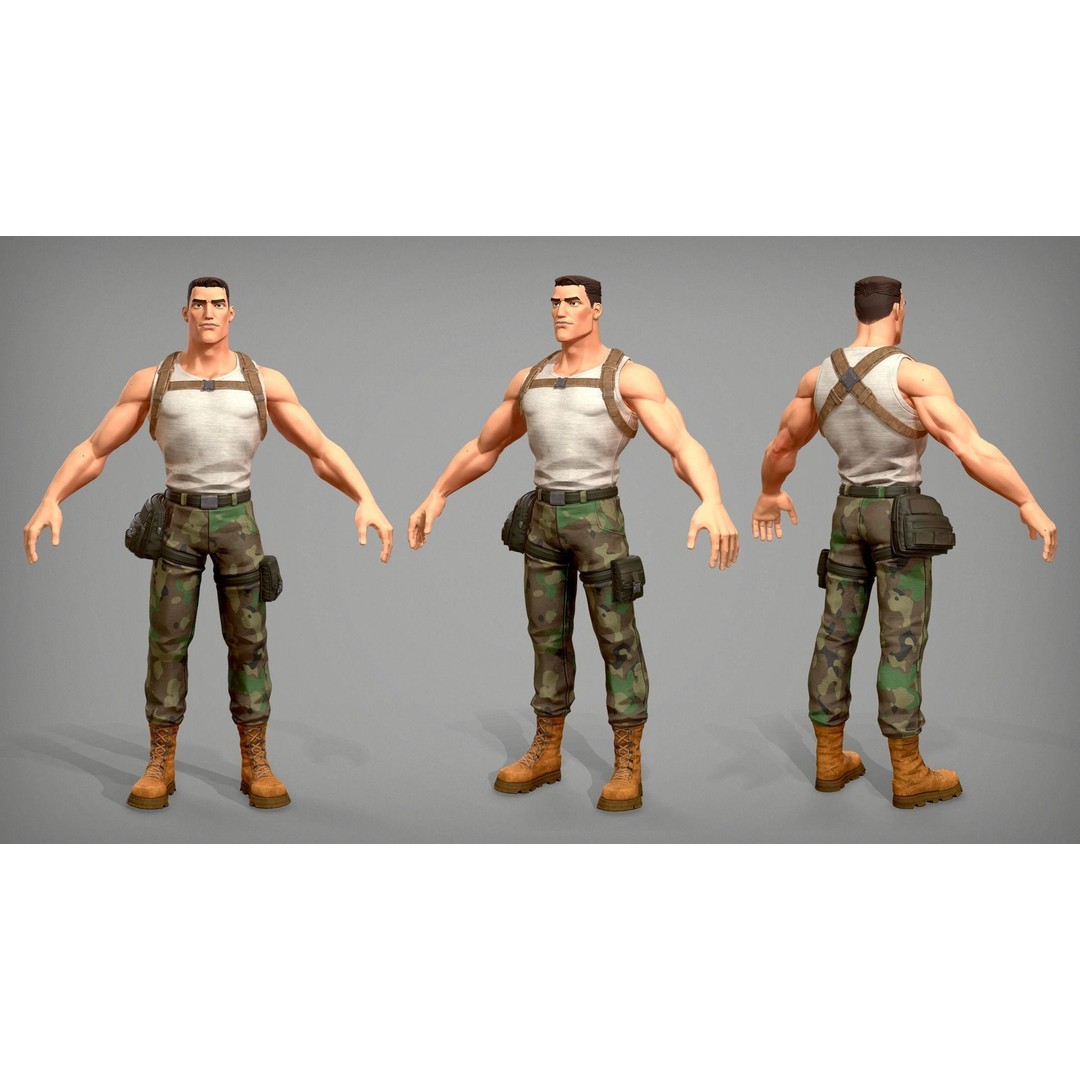 Soldier Stan 3D Model – Cartoon Low Poly Character for Games - View 5