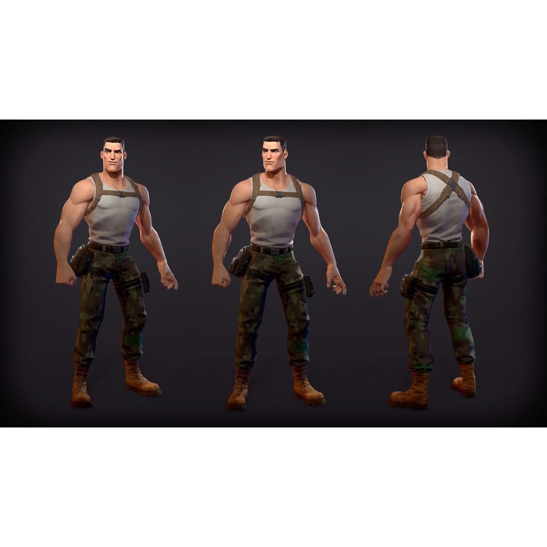Soldier Stan 3D Model – Cartoon Low Poly Character for Games - View 6