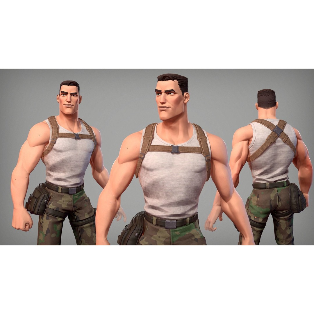 Soldier Stan 3D Model – Cartoon Low Poly Character for Games - View 7