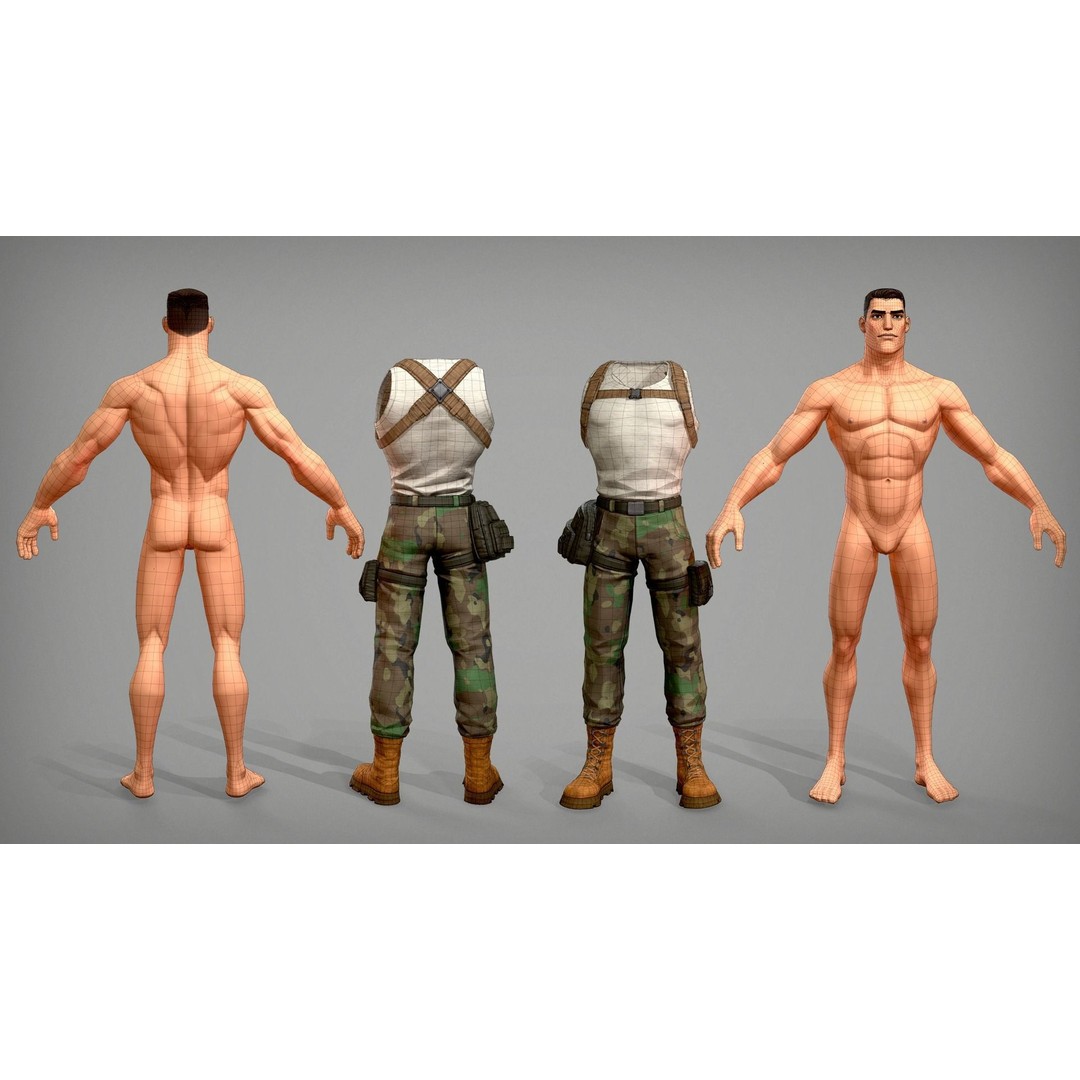 Soldier Stan 3D Model – Cartoon Low Poly Character for Games - View 8