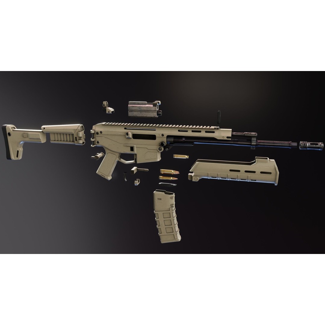 Magpul Masada 3D Model – Low Poly Rigged Gun with PBR Textures - View 10