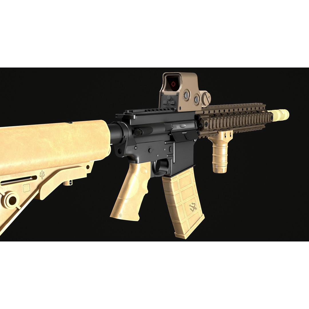 MK18 Tactical Rifle 3D Model – Low Poly Game Ready PBR Asset - View 4