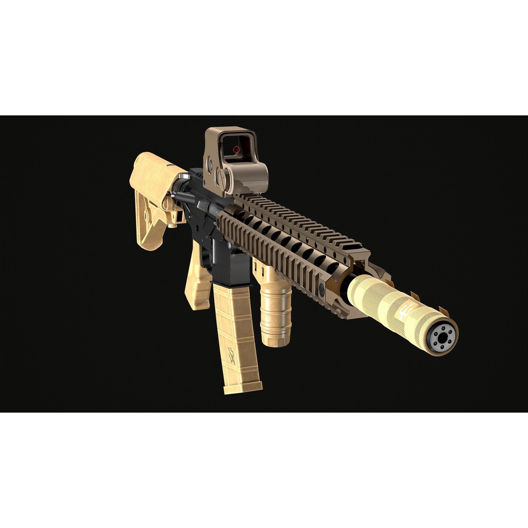 MK18 Tactical Rifle 3D Model – Low Poly Game Ready PBR Asset - View 7