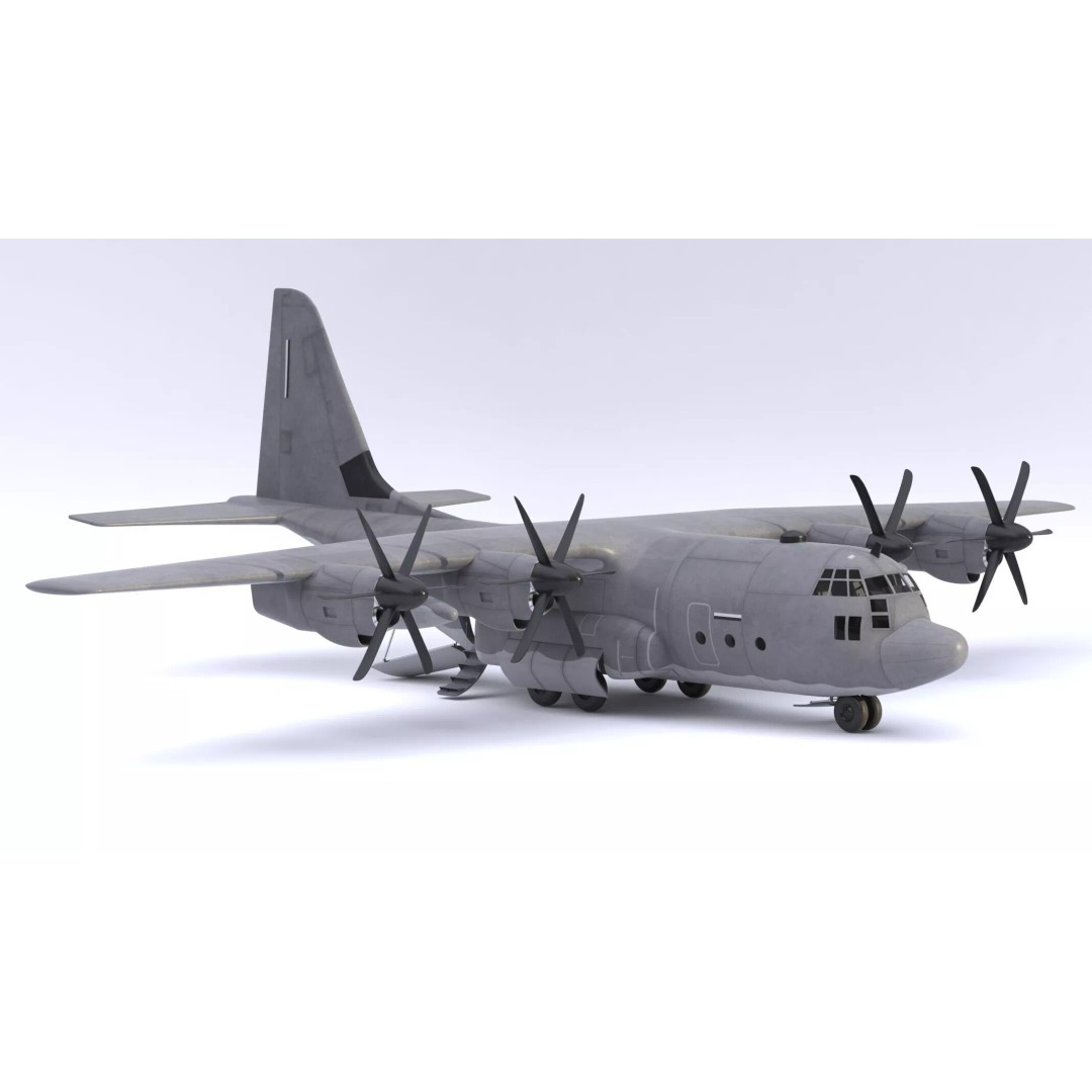 Lockheed C-130 Hercules 3D Model – High-Poly Military Transport Aircraft, FBX - View 10